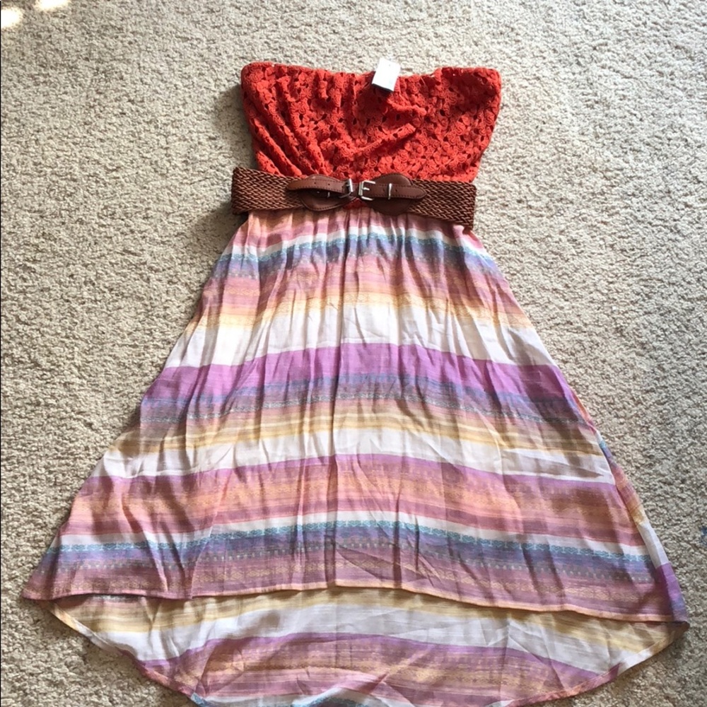 Belted strapless high low dress size medium NWT